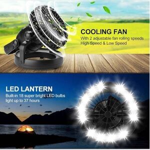 ODOLAND Portable LED Camping Lantern with Ceiling Fan NWOT